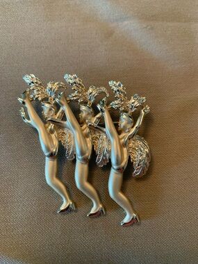 Gold Showgirl Brooch Trio Pin - Women Jewelry